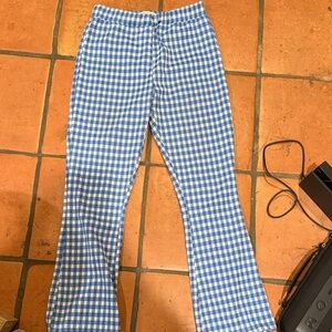 Urban Outfitters Blue and White Gingham Women’s Capri Flare leggings